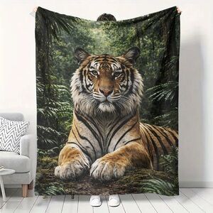 Regal Tiger Forest Throw Blanket - Brown & Green